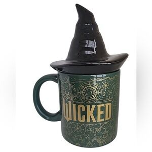 Wicked Green Witch Hat Ceramic Mug with Lid